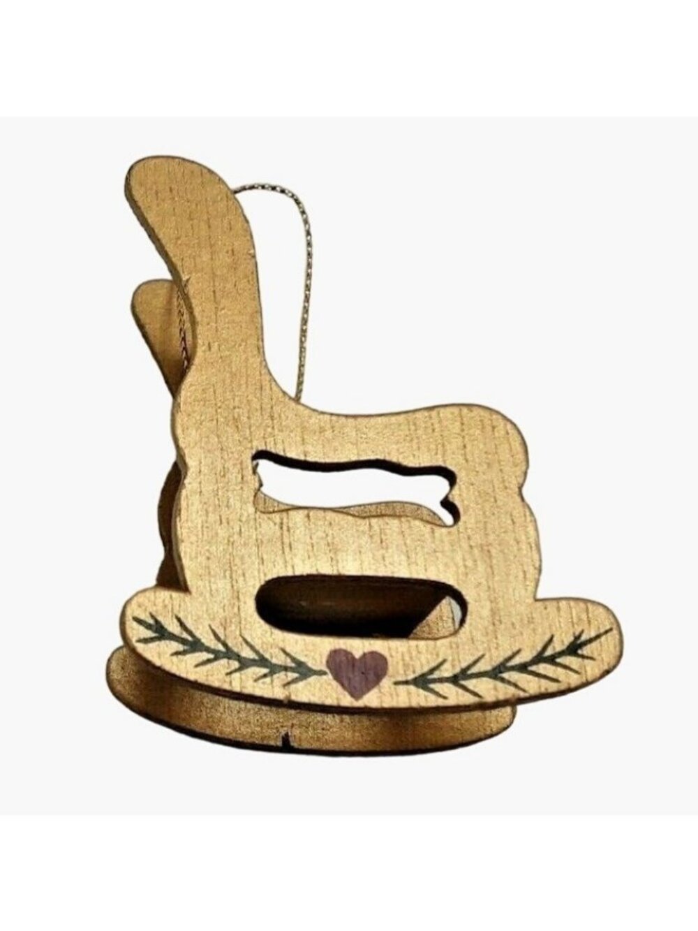Rocking Chair Christmas Tree Ornament Gold Wood Farmhouse Cottage Handcrafted